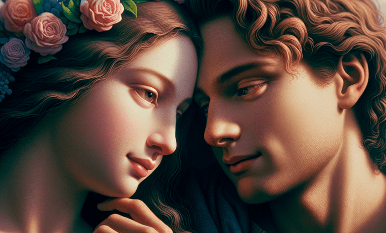 a cute loving couple digital art, trending on artstation, hd Artist: Leonardo da Vinci Resolution: 4K (3840x2160). Special Effects: Cinemagraph.